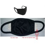 Black Reusable and Washable face mask with 3 Layers and pocket filter -