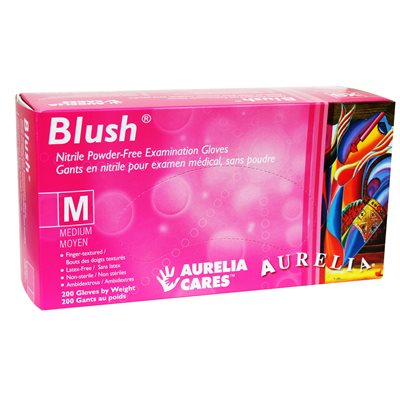 Aurelia Blush Pink Nitrile Medium Gloves 200 PowderFree