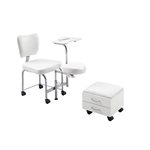 Set Manucure & Tabouret Pedicure Blanc