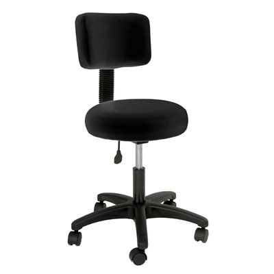 Futura Black Deluxe Round Futura Stool with Backrest