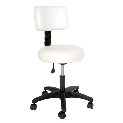 Futura White Deluxe Round Futura Stool with Backrest