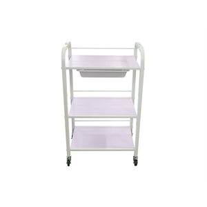 Round Metal EEC Trolley With 3 Shelves and 1 drawer (pink) -