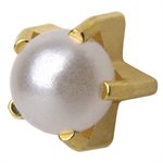 L1301Y White Pearl Tiffany Ear Rings Gold 4mm+