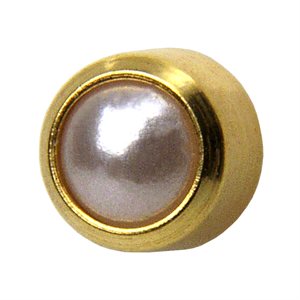 M301Y White Pearl Bezel Ear Rings Gold 2mm+