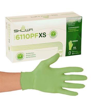 Showa Gants Nitril Biodegradable Vert Extra Petit (100)