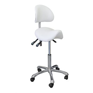 Silver Tabouret Pneumatique Selle 8 Ajustements Blanc