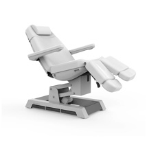 Silver Electric podiatry chair with 3 motors (White)